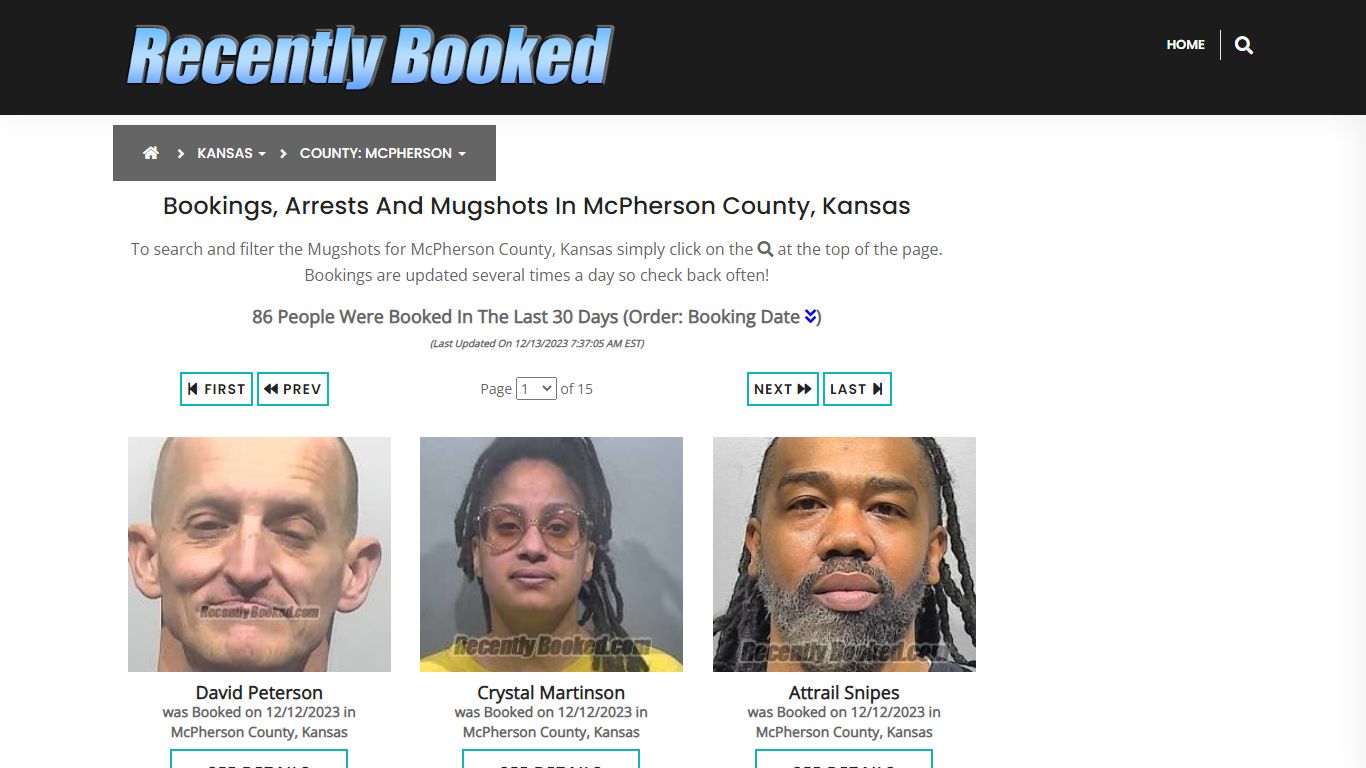 Bookings, Arrests and Mugshots in McPherson County, Kansas